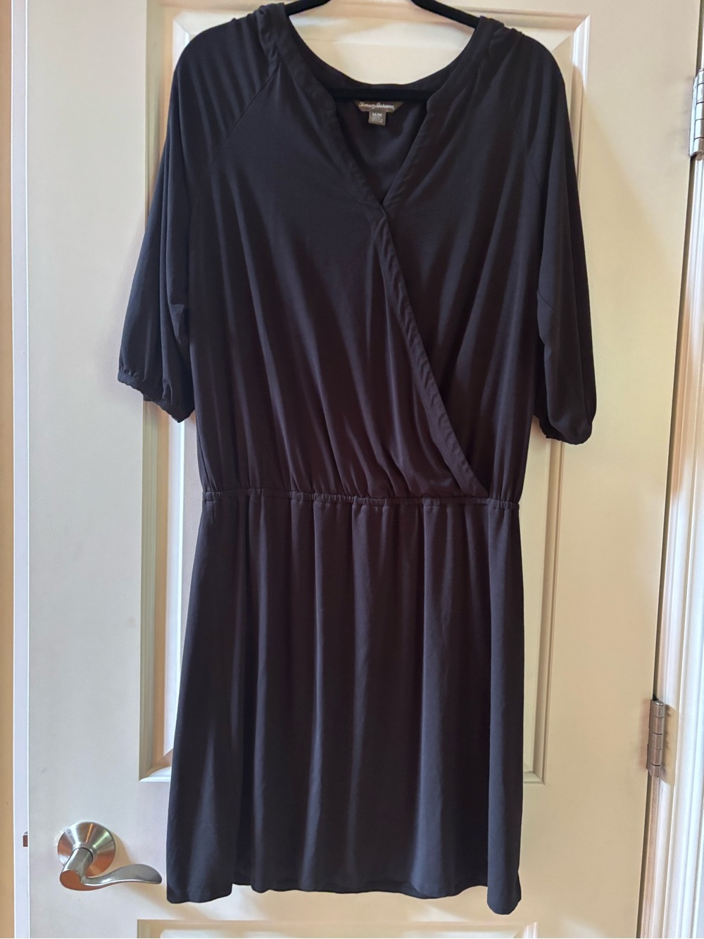Tommy Bahama Black Wrap-Front Midi Dress
